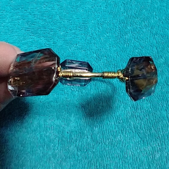 Elegant Goldtone Wire Bangle Bracelet With Grey Accents Vintage - Picture 5 of 5